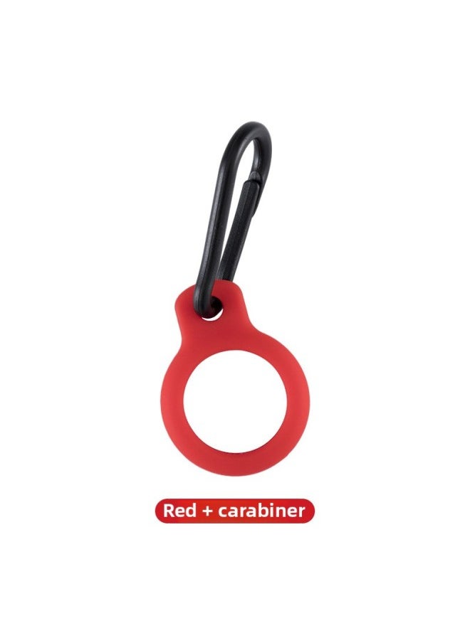 Generic - Suitable For Apple Airtag Silicone Protective Case Tracker Silicone Protective Case Anti-lost Airtags Protective Case-Color:082 Short Red + Mountaineering Buckle - Image 1