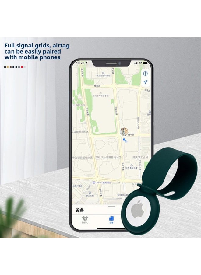 Generic - Suitable For Apple Airtag Silicone Protective Case Tracker Silicone Protective Case Anti-lost Airtags Protective Case-Color:082 Short Red + Mountaineering Buckle - Image 1