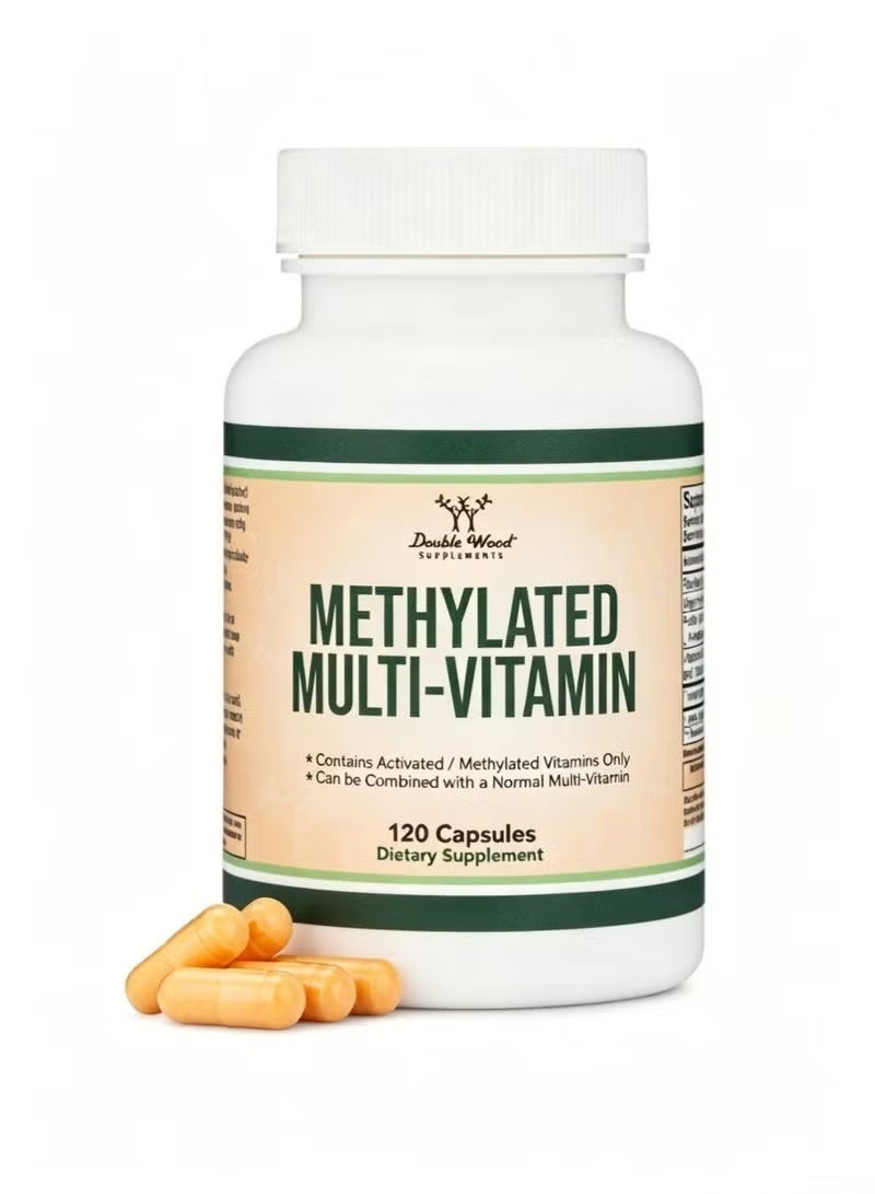 Double Wood Supplements Methylated Multivitamin Methylated and Activated Vitamins Only Methylated B Complex with Trimethylglycine TMG and MethylfolateNonGMO Gluten Free MTHFR Supplement 120 Capsules by Double Wood - Image 1