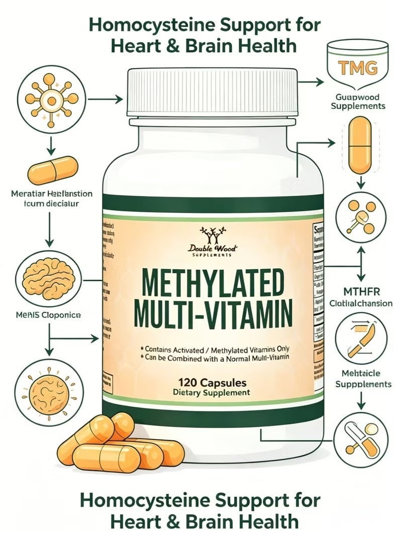 Double Wood Supplements Methylated Multivitamin Methylated and Activated Vitamins Only Methylated B Complex with Trimethylglycine TMG and MethylfolateNonGMO Gluten Free MTHFR Supplement 120 Capsules by Double Wood - Image 2