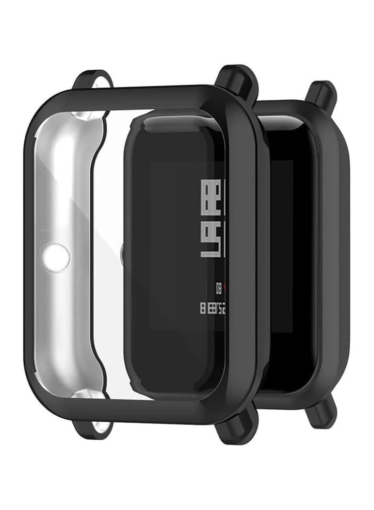 حافظة ELMO3EZZ متوافقة مع Amazfit GTS 2 Mini/Bip U Pro/Bip S/Bip Lite حافظة حماية شاشة شاملة للساعة غطاء ناعم من مادة TPU مقاوم للصدمات غطاء نحيف واقي من الصدمات (أسود) - Image 1