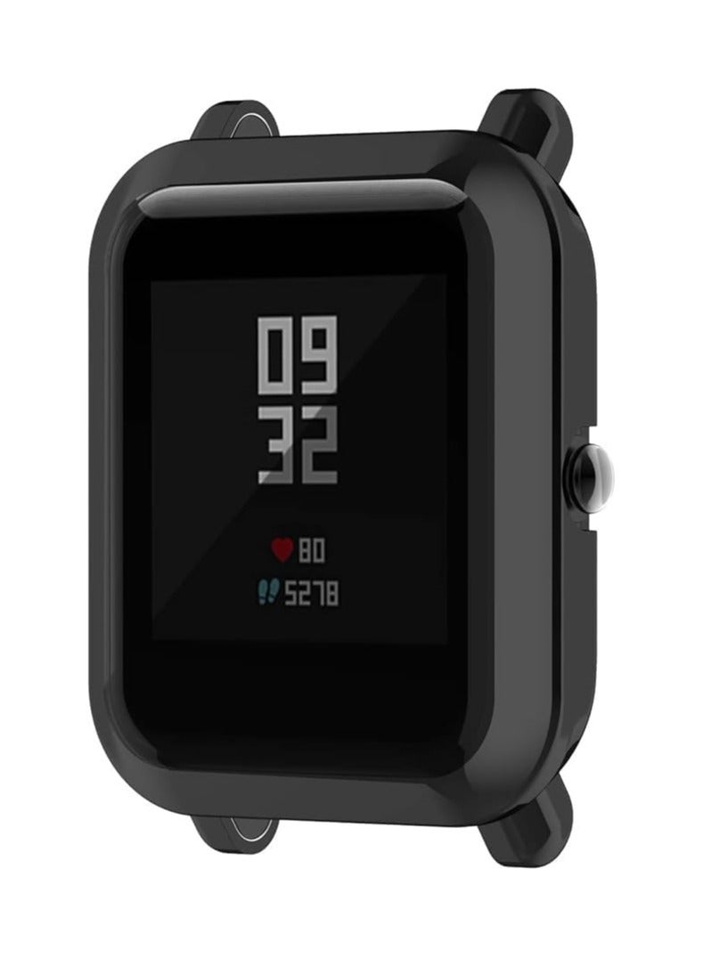 حافظة ELMO3EZZ متوافقة مع Amazfit GTS 2 Mini/Bip U Pro/Bip S/Bip Lite حافظة حماية شاشة شاملة للساعة غطاء ناعم من مادة TPU مقاوم للصدمات غطاء نحيف واقي من الصدمات (أسود) - Image 2