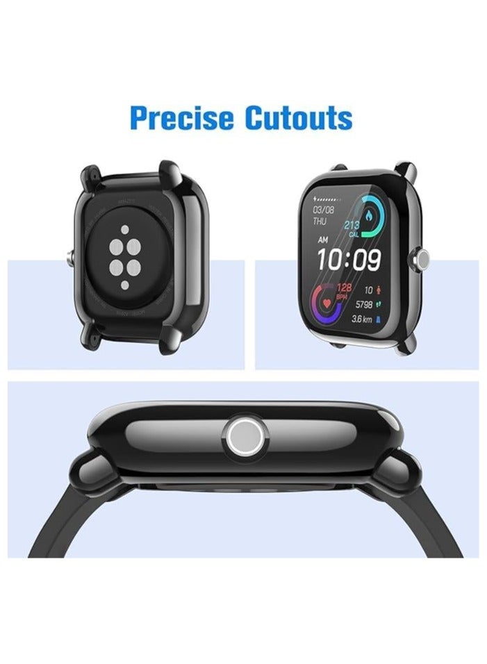 حافظة ELMO3EZZ متوافقة مع Amazfit GTS 2 Mini/Bip U Pro/Bip S/Bip Lite حافظة حماية شاشة شاملة للساعة غطاء ناعم من مادة TPU مقاوم للصدمات غطاء نحيف واقي من الصدمات (أسود) - Image 4