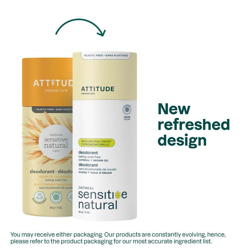 ATTITUDE Baking Soda Free Deodorant for Sensitive Skin with Oatmeal and Argan Oil, EWG Verified, Aluminum Free, Plastic-Free, 3 Ounces - Image 2