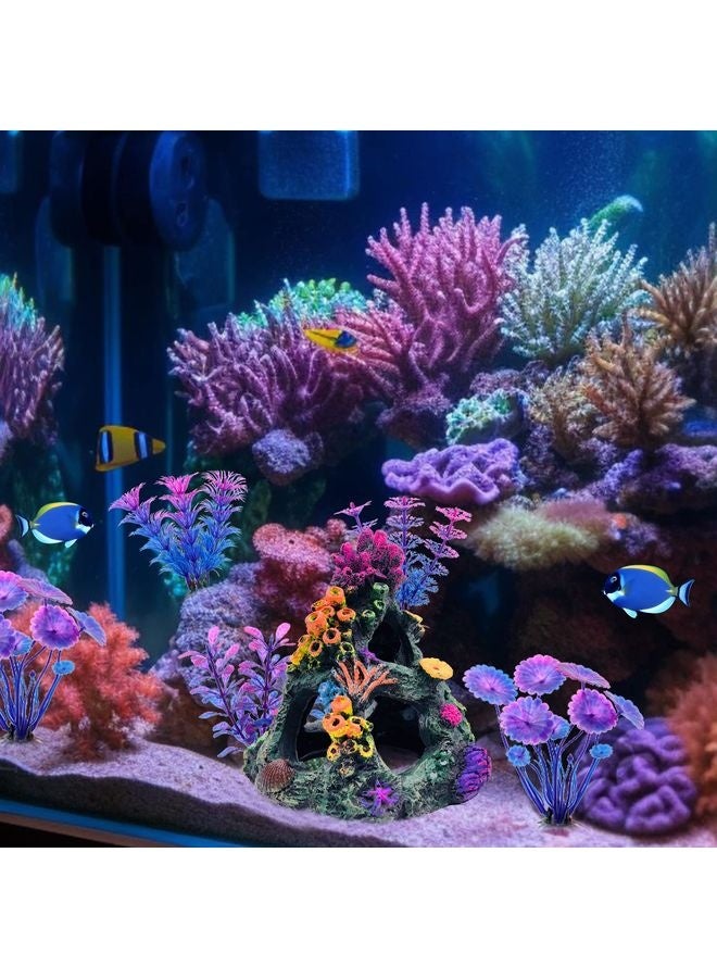 MOWKIT Aquarium Colorful Coral Reef Set Fish Tank Decoration Mountain Ornament for Aquarium Environments Decor Accessories, Coral Mountain, Aquatic Plant - Image 2