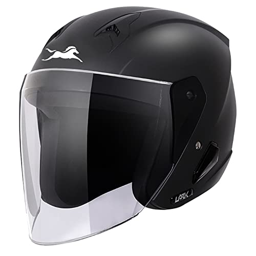 TVS Open Face Helmet for Men and Women, ISI DOT Certified, Matt Finish, Clear Visor, Size L, Black Colour - Image 1