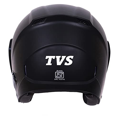 TVS Open Face Helmet for Men and Women, ISI DOT Certified, Matt Finish, Clear Visor, Size L, Black Colour - Image 4