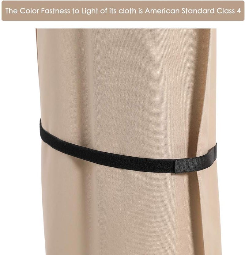 SUPERJARE Patio Umbrella Cover with Rod for 7 to 11 Ft Umbrellas & 15 Ft Double-Sided Umbrellas, 600D Protective Waterproof Cover with Zipper, Beige & Brown - Image 2
