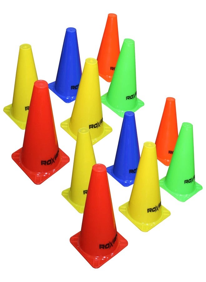 ROXAN S.I.I. Marker Plastic Cones for Soccer Cricket Track and Field Sports (6 Inch, Red, Yellow, Orange Blue, Green) - Pack of 12 - Image 3