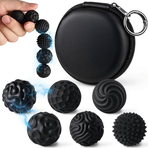 LovesTown 6PCS Silicone Magnetic Fidget Balls Magnetic Sensory Fidget Balls Quiet Travel Toys for Adults Teens Office School Birthday Gift Black - Image 1