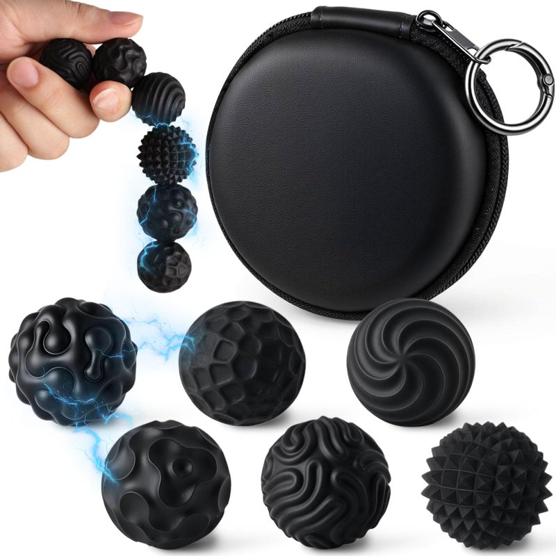 LovesTown 6PCS Silicone Magnetic Fidget Balls Magnetic Sensory Fidget Balls Quiet Travel Toys for Adults Teens Office School Birthday Gift Black - Image 3
