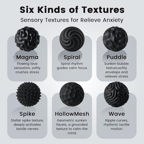 LovesTown 6PCS Silicone Magnetic Fidget Balls Magnetic Sensory Fidget Balls Quiet Travel Toys for Adults Teens Office School Birthday Gift Black - Image 5