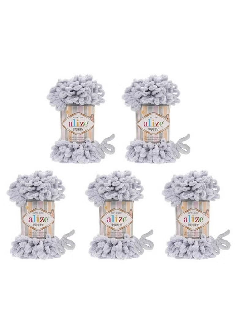 5 Pcs Alize Puffy 416 Micropolyester Hand Knitting Yarn For Blanket