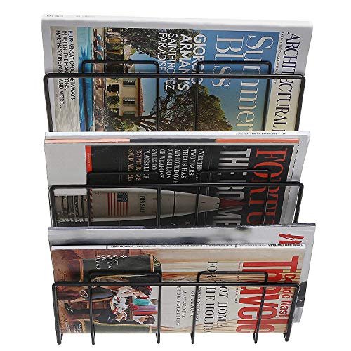 INDIAN DECOR 99100 Black 3 Tier Modern Wall Mounted Metal Bar Magazine Rack/Document File Folder Hanging Storage Organizer - Image 4