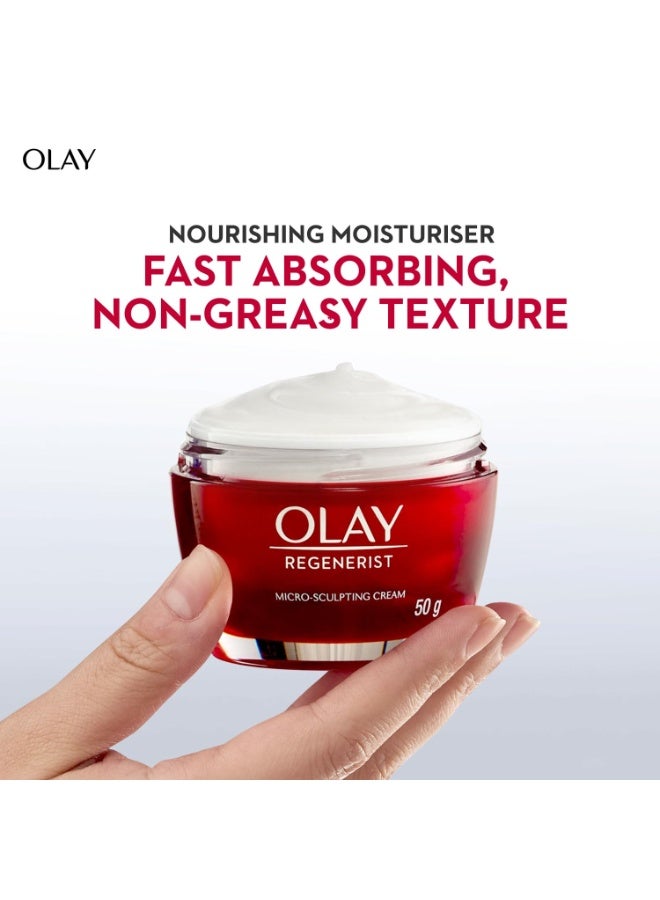 Olay Regenerist Micosculpting Day Cream | Hydrated, Plump, Bouncy Skin | With Hyaluronic Acid, Niacinamide and Peptides | Normal, Oily, Dry, Combination Skin | 50g - Image 5