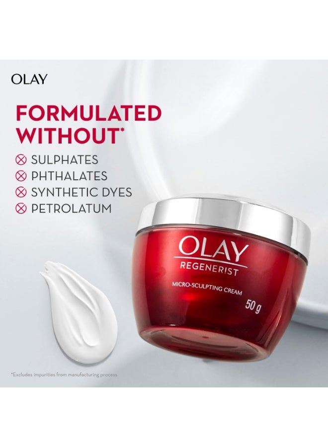 Olay Regenerist Micosculpting Day Cream | Hydrated, Plump, Bouncy Skin | With Hyaluronic Acid, Niacinamide and Peptides | Normal, Oily, Dry, Combination Skin | 50g - Image 4