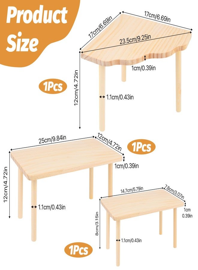Worldity 3 Pcs Hamster Platforms, Natural Pine Hamster Play Table, Rectangular & Triangle Hamsters Wooden Playground with Platforms for Hamsters, Gerbils, Mice, Squirrel, Small Pets Cage Accessories - Image 2
