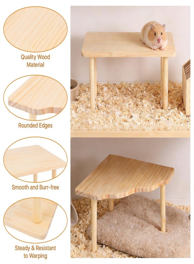 Worldity 3 Pcs Hamster Platforms, Natural Pine Hamster Play Table, Rectangular & Triangle Hamsters Wooden Playground with Platforms for Hamsters, Gerbils, Mice, Squirrel, Small Pets Cage Accessories - Image 3
