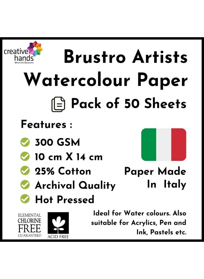 بروسترو ورق ألوان مائية للفنانين من بروسترو، مضغوط بالحرارة بنسبة ٢٥٪، ٣٠٠ جرام لكل متر مربع - ٥٠ ورقة. المقاس (صغير): ١٠ سم × ١٤ سم. - Image 2