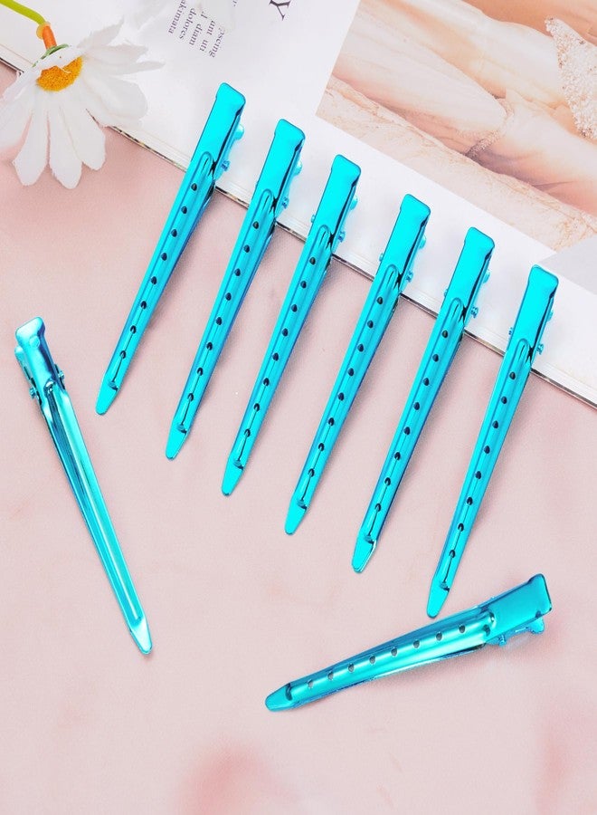 Bantoye 24 Packs Duck Bill Clips, Bantoye 3.35 Inches Rustproof Metal Alligator Curl Clips with Holes for Hair Styling, Hair Coloring, Bright Blue - Image 5