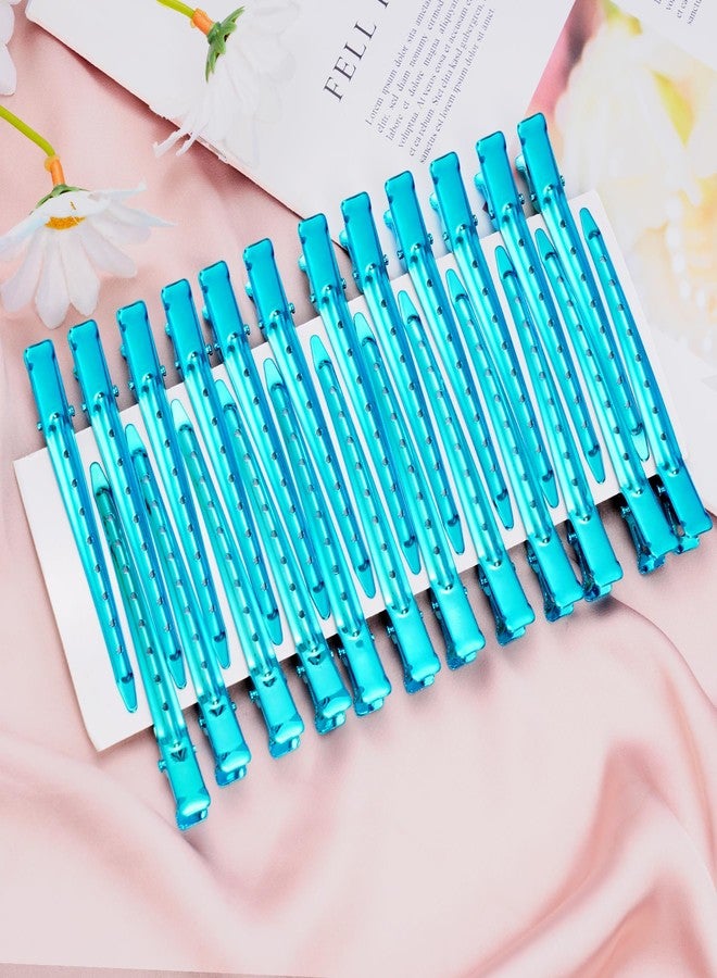 Bantoye 24 Packs Duck Bill Clips, Bantoye 3.35 Inches Rustproof Metal Alligator Curl Clips with Holes for Hair Styling, Hair Coloring, Bright Blue - Image 4