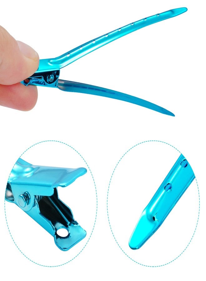 Bantoye 24 Packs Duck Bill Clips, Bantoye 3.35 Inches Rustproof Metal Alligator Curl Clips with Holes for Hair Styling, Hair Coloring, Bright Blue - Image 3