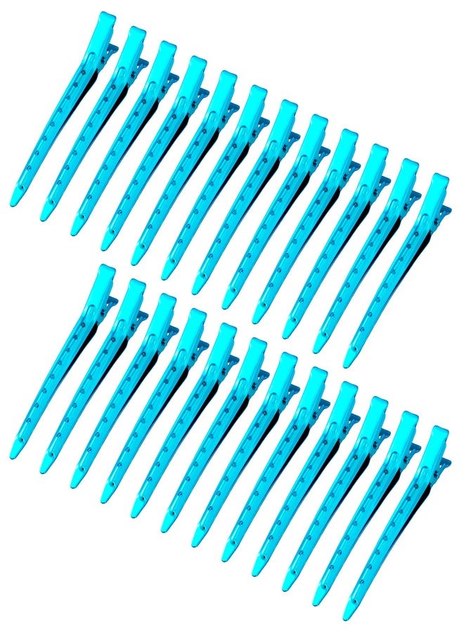 Bantoye 24 Packs Duck Bill Clips, Bantoye 3.35 Inches Rustproof Metal Alligator Curl Clips with Holes for Hair Styling, Hair Coloring, Bright Blue - Image 1