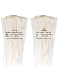 OVG OVG Nylon Self Locking Cable Ties White 150 mm 32 mm 6 Inch Pack of 200 Pcs Heavy Duty Strong Zip Ties Teeth Grip Fastener Organizer Tie 200 6 inch 150mm 32mm  - Image 1