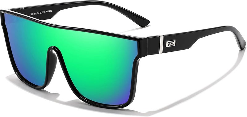 FEISEDY Fashion Flat Top Sunglasses Trendy Oversized Square Shades Women Men UV400 B2996 - Image 1
