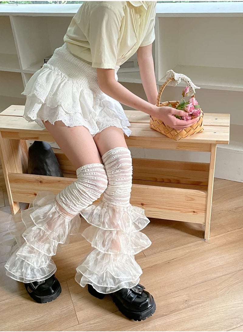 Excefore Women Leg Warmers Ribbed Knit, Long Leg Warmer, Kawaii Y2K Harajuku Gyaru Cute Leg Warmers Goth Lolita Boot Socks for Girls  - Image 2