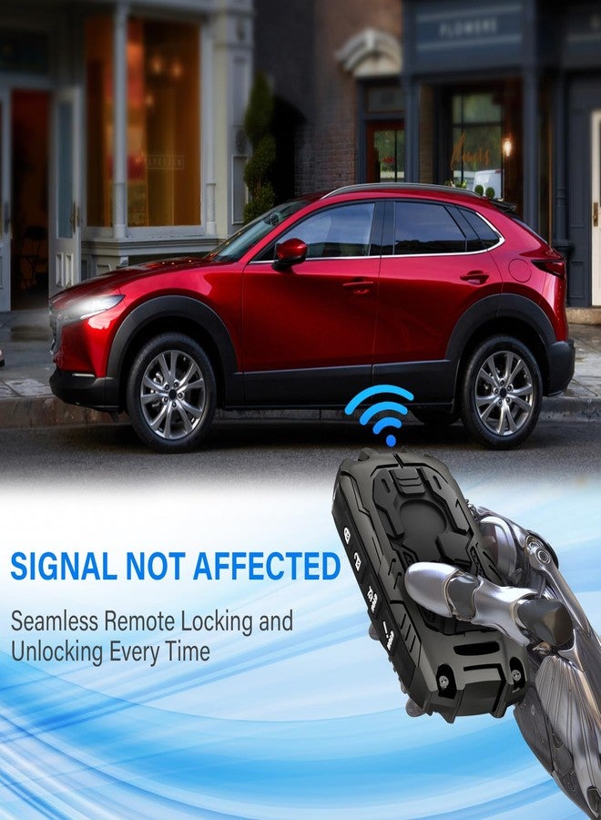 MOCHENT غطاء مفتاح من سبائك الزنك الثقيلة من موشنت لسيارات مازدا CX-5، CX-30، CX-50، CX-70، CX-90، CX-9 موديلات 2019-2024 و2025، رقم القطعة WAZSKE11D01 662F-SKE11D01، غطاء معدني لحماية المفتاح، 4 أزرار، لون أسود داكن، قطعة واحدة - Image 3