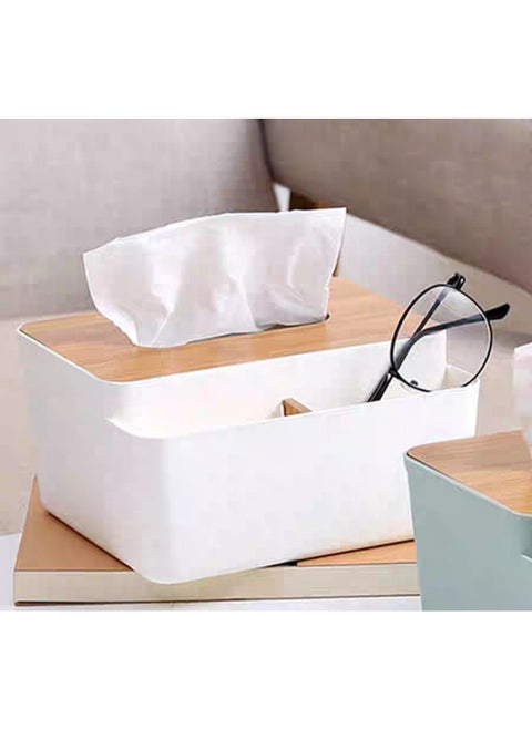 Tissue Box with Wooden Lid – Multi-Use Organizer for Remote & More Bu