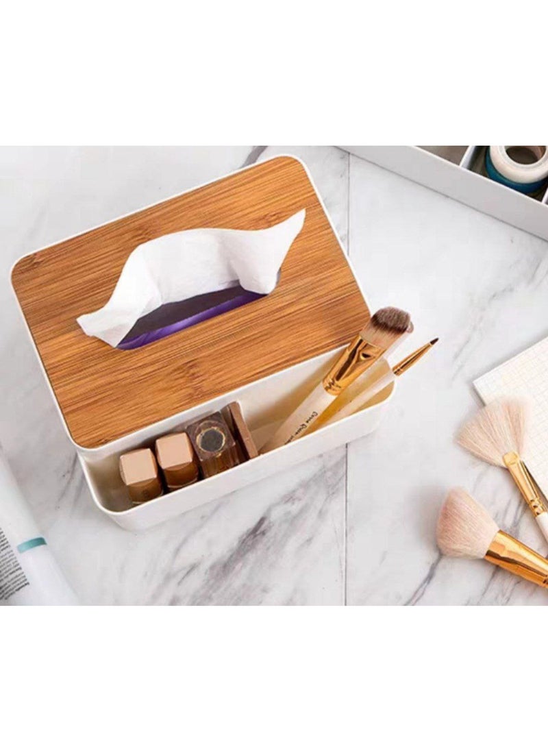 Generic Tissue Box with Wooden Lid – Multi-Use Organizer for Remote & More Bu  - Image 4