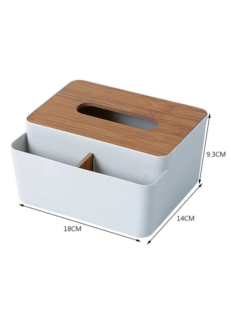 Generic Tissue Box with Wooden Lid – Multi-Use Organizer for Remote & More Bu  - Image 3