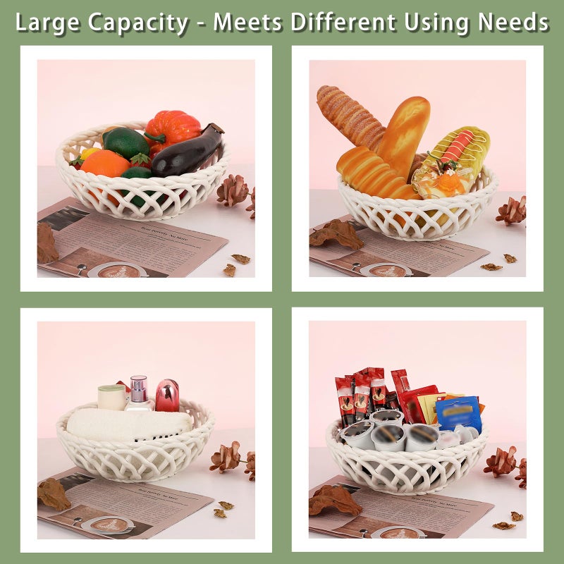 OwnMy Ceramic Fruit Bowl for Kitchen Counter, Decorative Round Ceramic Fruit Basket for Fridge and Home Decors, Large White Fruit Bowl Holder for Kitchen Countertop - Image 5