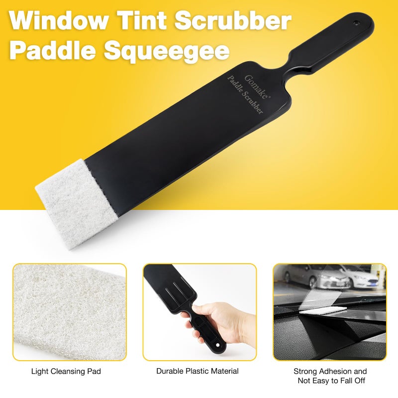 Gomake Window Tint Kit Vinyl Wrap Tool Car Windshield Back Window Tinting Tools with Bulldozer Squeegee Scrubber Paddle,Rubber Blade Scraper,Film Cutter for Car Wrapping,Vinyl Film Installation - Image 3