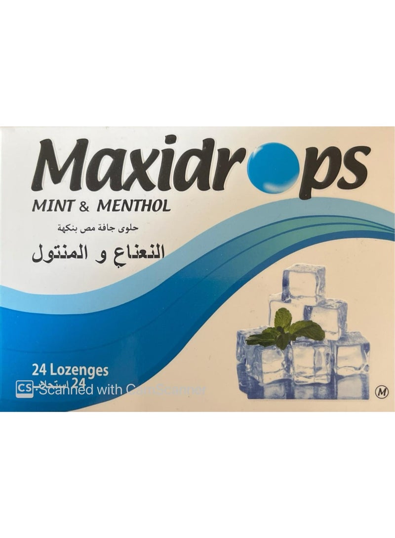 Maxidrops Mint & Menthol Lozenges, 24 pieces