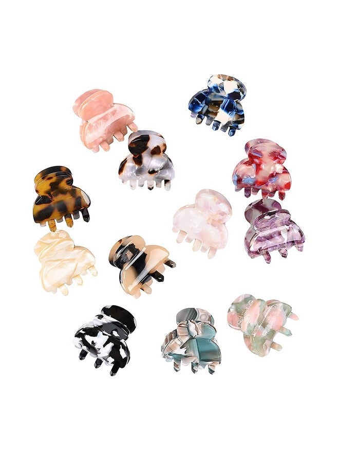 Ash & Roh Multicolor Small Acrylic Hair Claw Clips For Girls And Women Marbling Hair Clips,Plastic No-Slip Grip Jaw Hair Clip Hair Jaw Clamp (Small, 12) - Image 1