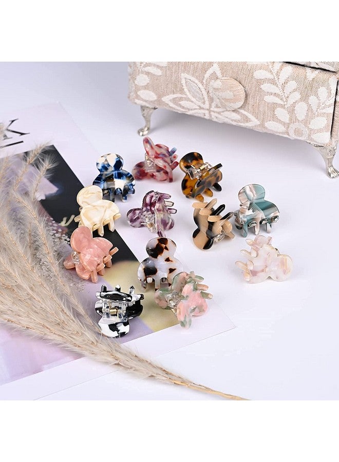 Ash & Roh Multicolor Small Acrylic Hair Claw Clips For Girls And Women Marbling Hair Clips,Plastic No-Slip Grip Jaw Hair Clip Hair Jaw Clamp (Small, 12) - Image 3