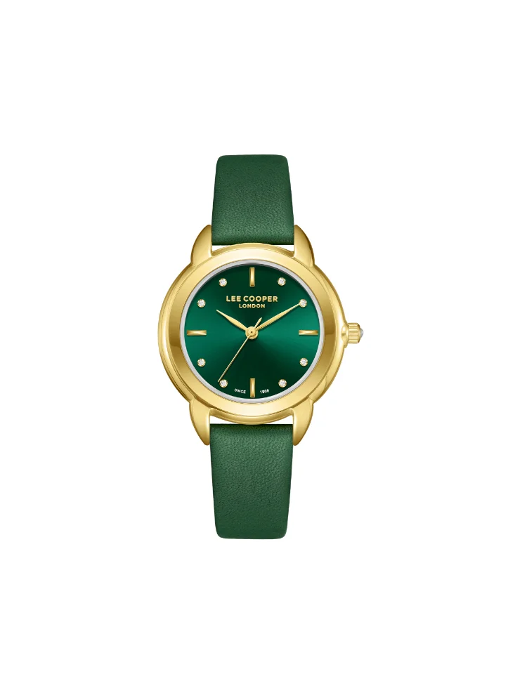 لي كوبر LEE COOPER LC08025.175 Women Analog Display Watch & Leather Strap Dark Green