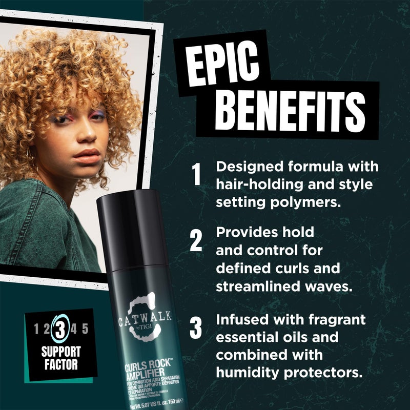 TIGI by Catwalk Curls Rock Amplifier - Premium Curly Hair Cream - For Curl Hold & Frizz Protection - For Wavy & Curly Hair - Finish on Wet Hair & Air Dry - 5.07 fl oz (3 Pack) - Image 3