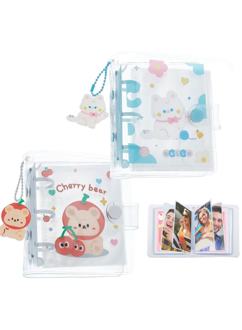 SYOSI 2 Pcs Mini Photo Album 3 Inch Card Binder Photo Album Kpop Photo Card Holder with Pendant Mini Kpop Photocard Holder Book Photocard Binder for Photo Collection 40 Pockets Totally  - Image 1