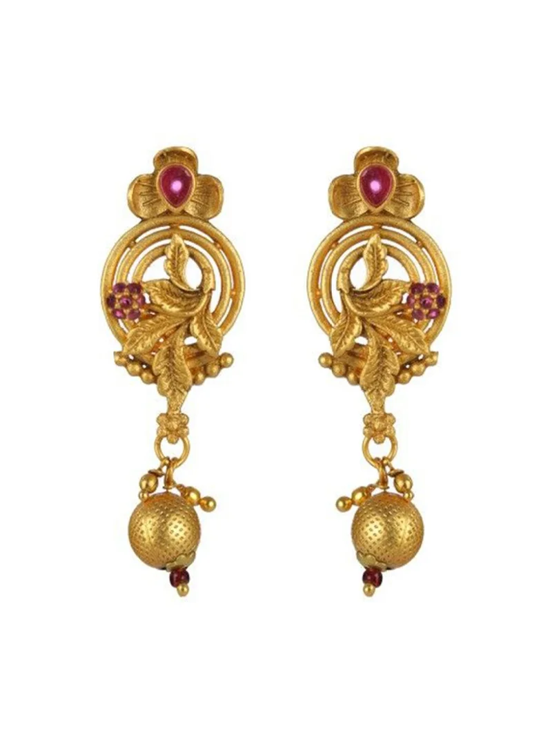 Priyaasi Stone Studded Leaf Flower Jewellery Set