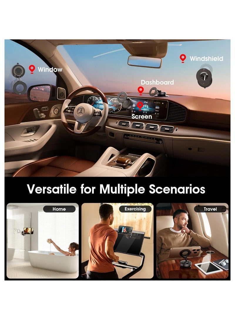 2025 Upgraded Vacuum Magnetic Car Phone Holder 360° Reinforced 96LBS Ultra Suction Cup Phone Mount for MagSafe Cell Phone Holders for Your Car/Gym/Mirror Mount for iPhone & Android - Image 2