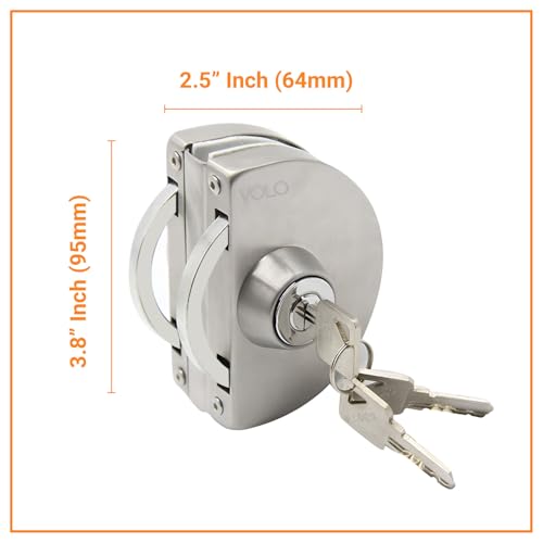 Volo Stainless Steel Glass to Door Lock with Keys (Silver) - Image 2