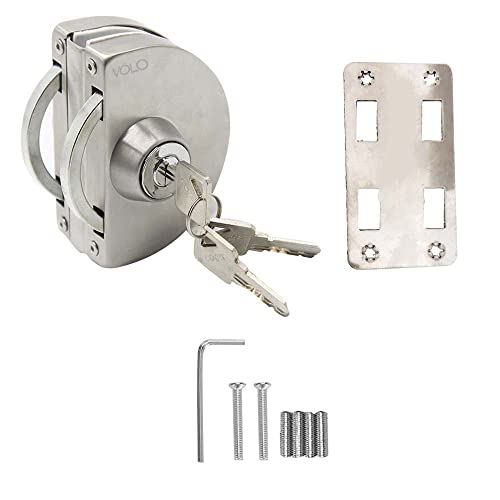Volo Stainless Steel Glass to Door Lock with Keys (Silver) - Image 1