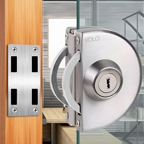 Volo Stainless Steel Glass to Door Lock with Keys (Silver) - Image 3