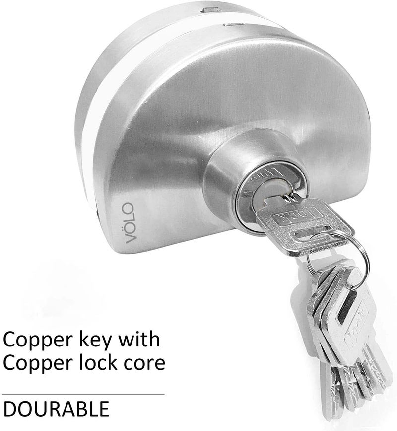 Volo Stainless Steel Glass to Door Lock with Keys (Silver) - Image 4