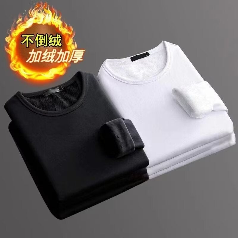 Fleece-Lined Thickened Slim-Fit Thermal Long-Sleeve T-Shirt For Men, Suitable For Wearing As Underwear Or Outerwear - Image 2