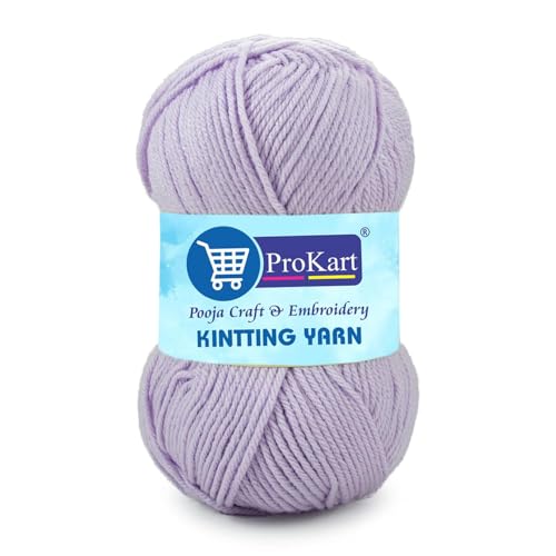 ProKart Premium Woolen 4 ply Hand Knitting Wool Yarn | Fine Weight Knitted and Crocheted Soft Yarn for Sweater, Scarf, Hat, Baby Clothes, Baby Sports, Purse, Gift Bags & DIY Craft Accessories Projects (1 Ball/100 Gram Each) (Lavender, 100gms x 2 Pack) - Image 1